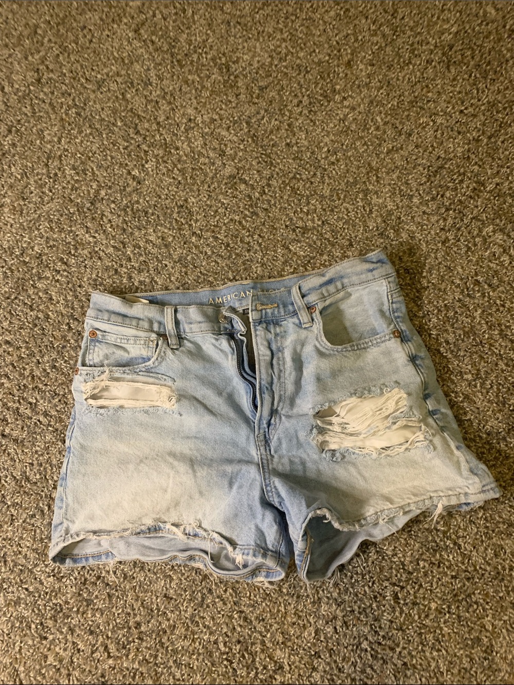 American Eagle Outfitters Light Wash Distressed Denim Shorts